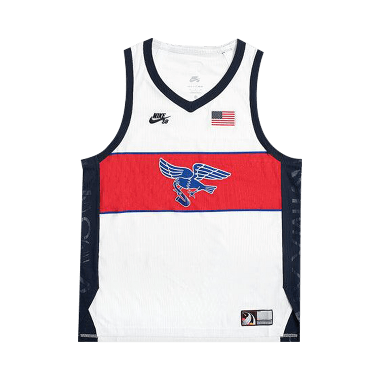 Nike SB Team USA Dri-FIT ADV Sleeveless Skate Jersey "White/Sport Red/Obsidian/Black"