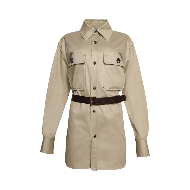 Saint Laurent Button Up Dress With Belt "Beige"