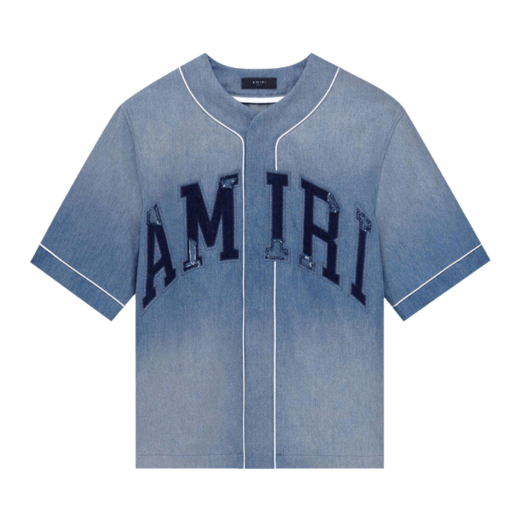 Amiri Sun Faded Baseball Shirt "Perfect Indigo"