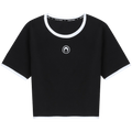 Marine Serre Moon Logo Ribbed Jersey Cropped Top "Black"
