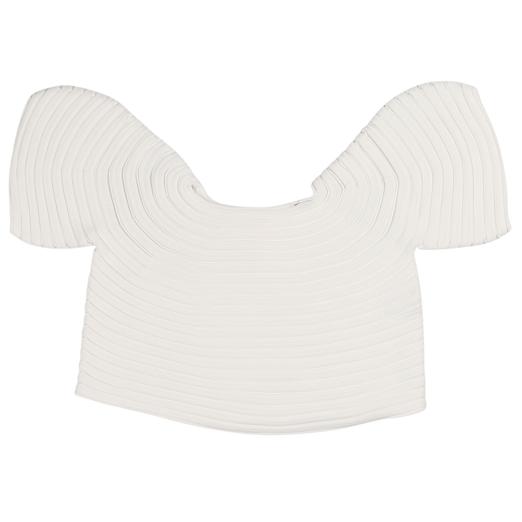 Pleats Please Issey Miyake Mushroom Knit Tops "White"