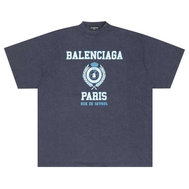Balenciaga College Crest Oversized T-Shirt "Navy"