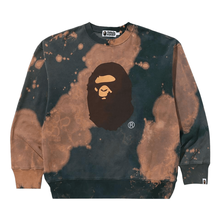 BAPE Tie Dye Ape Head Relaxed Fit Crewneck Sweatshirt "Beige"