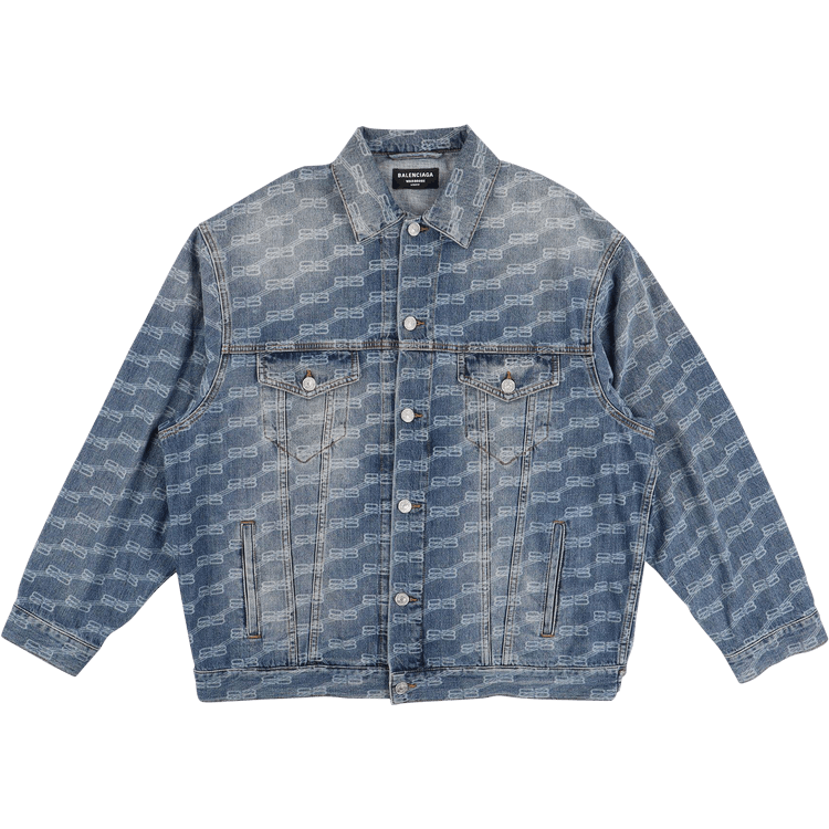 Balenciaga All-Over BB Monogram Logo Denim Jacket "Blue"