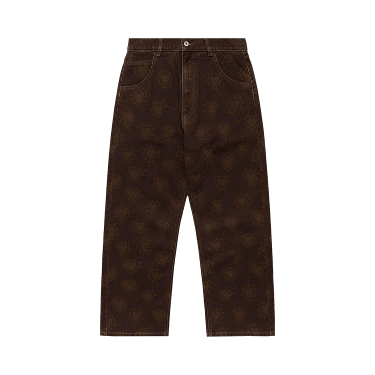 Rassvet Hearts Print Denim Trousers "Brown"