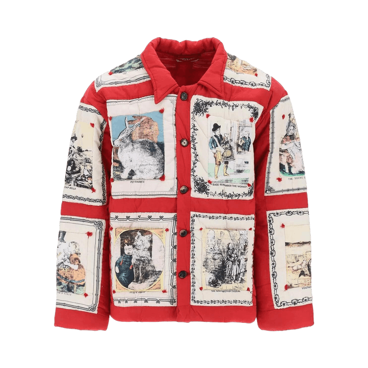 Bode Storytime Quilt Jacket "Red/Multicolor"
