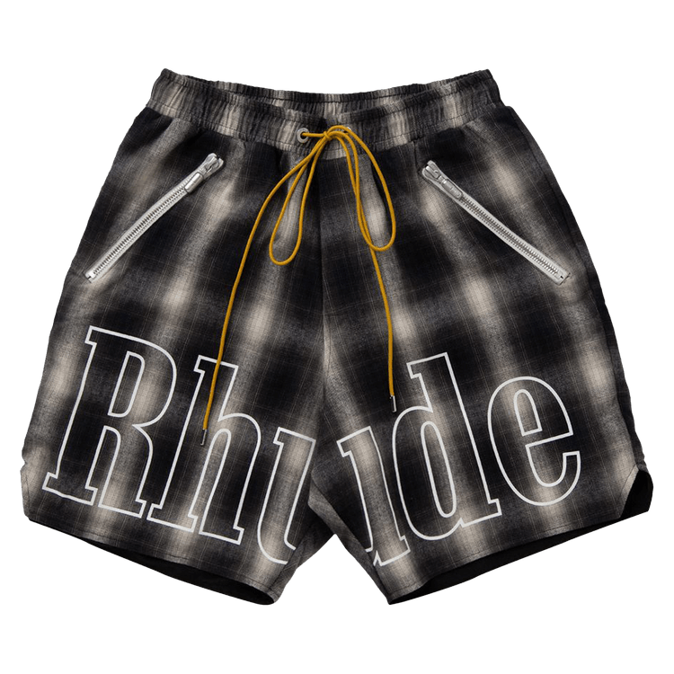 Rhude Plaid Logo Shorts "Black/Grey"