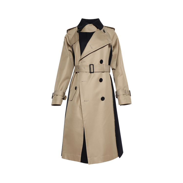 Sacai Gabardine x Wool Melton Coat "Beige/Navy"