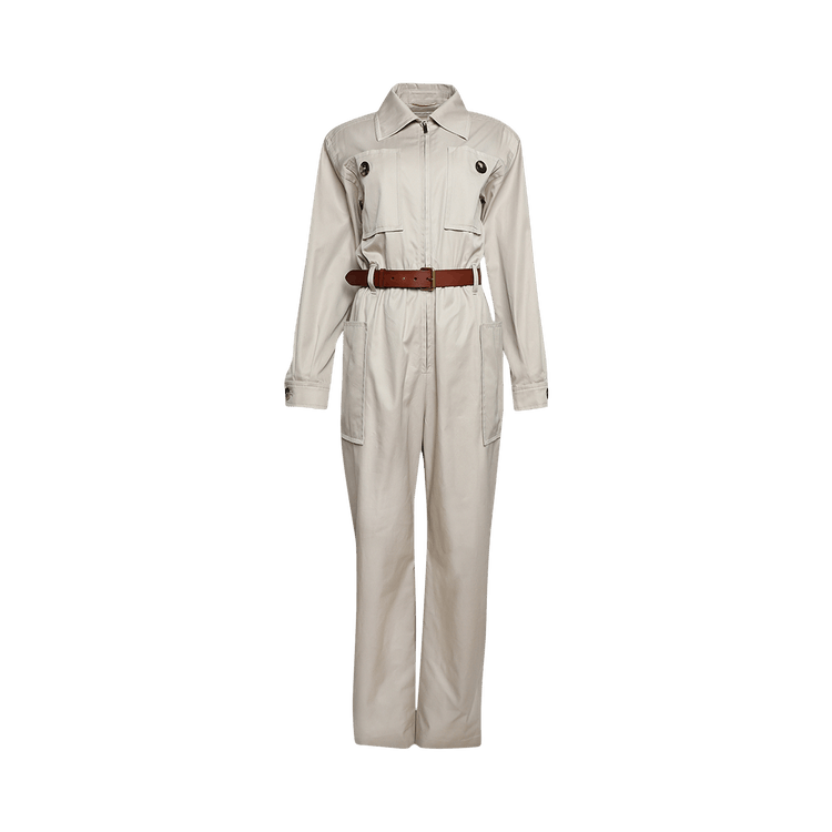 Saint Laurent Belted Jumpsuit "Light Beige"