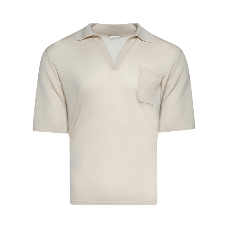 Saint Laurent Short-Sleeve Polo "Ecru"