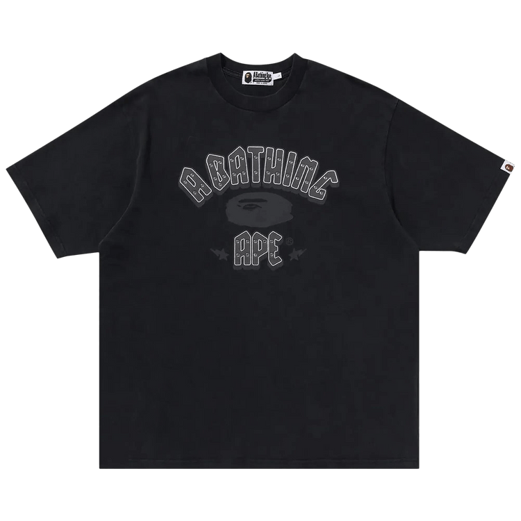 BAPE Garment Dye Rhinestone Logo Relaxed Fit Tee "Charcoal"
