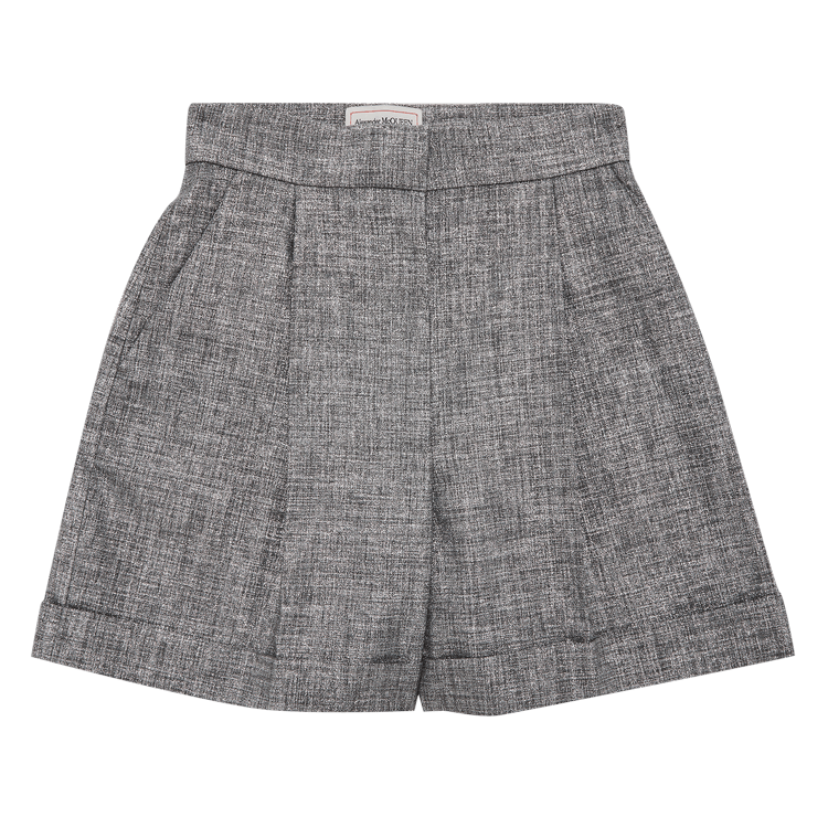 Alexander McQueen Cuffed Pleated Shorts "Silver"