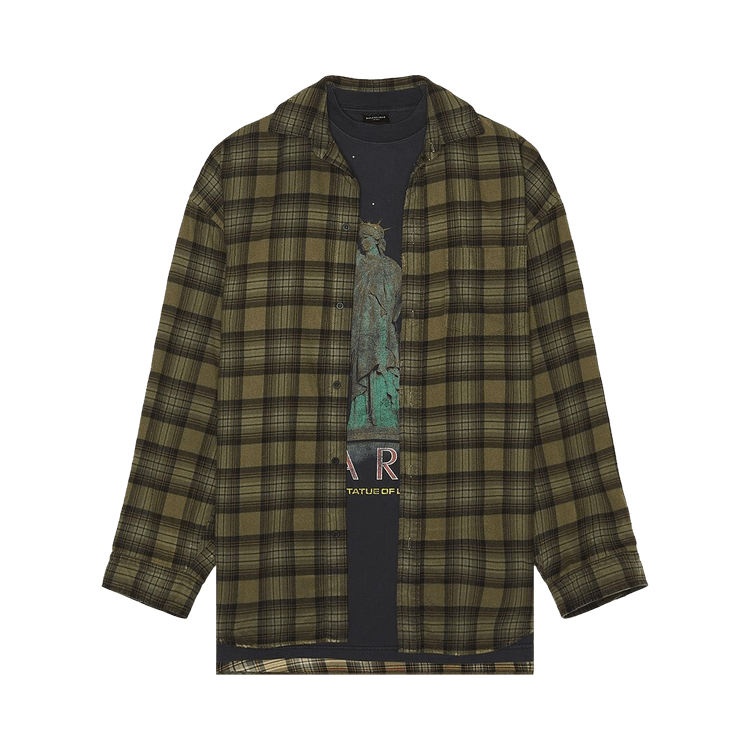 Balenciaga Paris Liberty Layered Shirt Oversized "Dark Green"