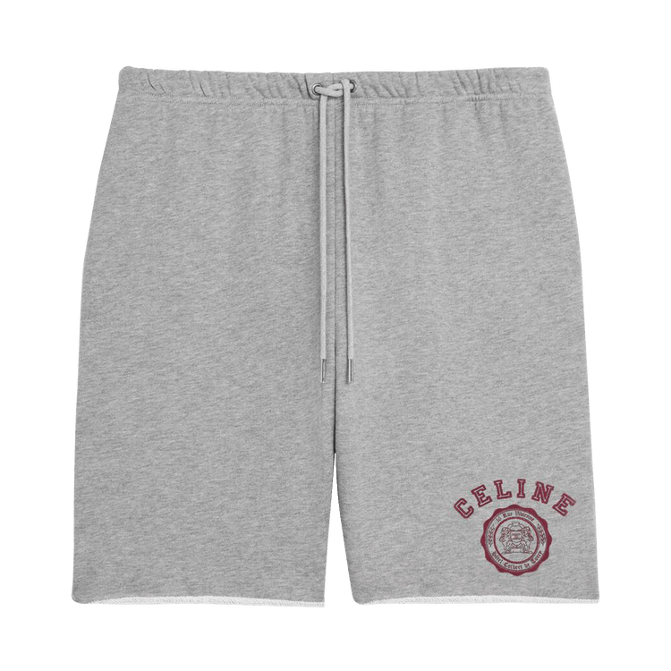 CELINE Blason Loose Shorts "Grey Melange/Burgundy"