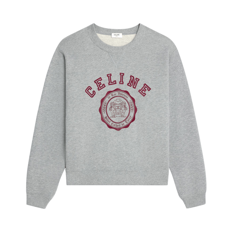 CELINE Blason Loose Sweatshirt "Grey Melange/Burgundy"