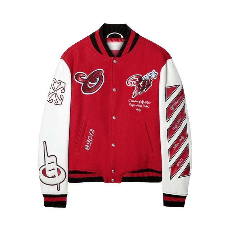 Off-White Scorpio Lea Wool Varsity Jacket "Red/Off White"
