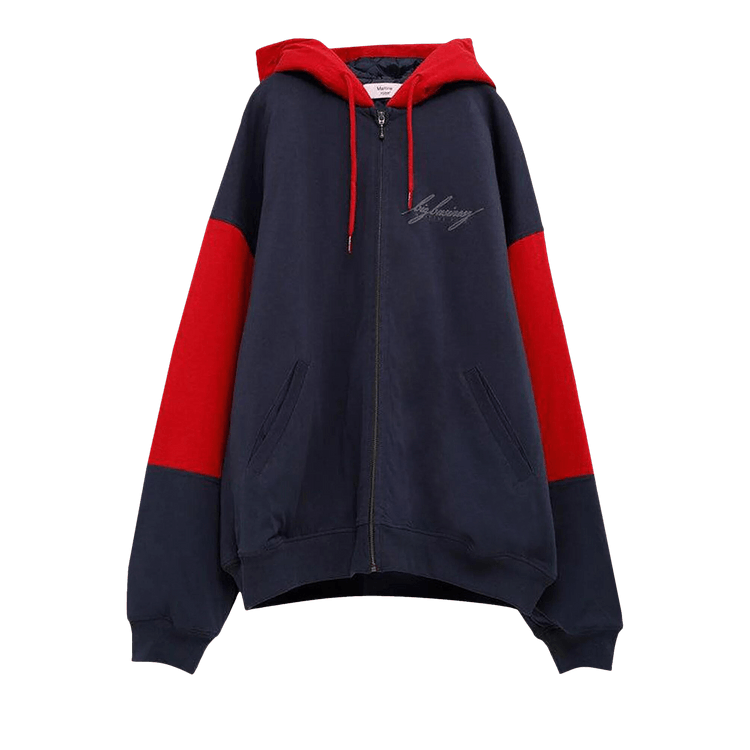 Martine Rose Quilted Zip Up Hoodie "Navy Blue"