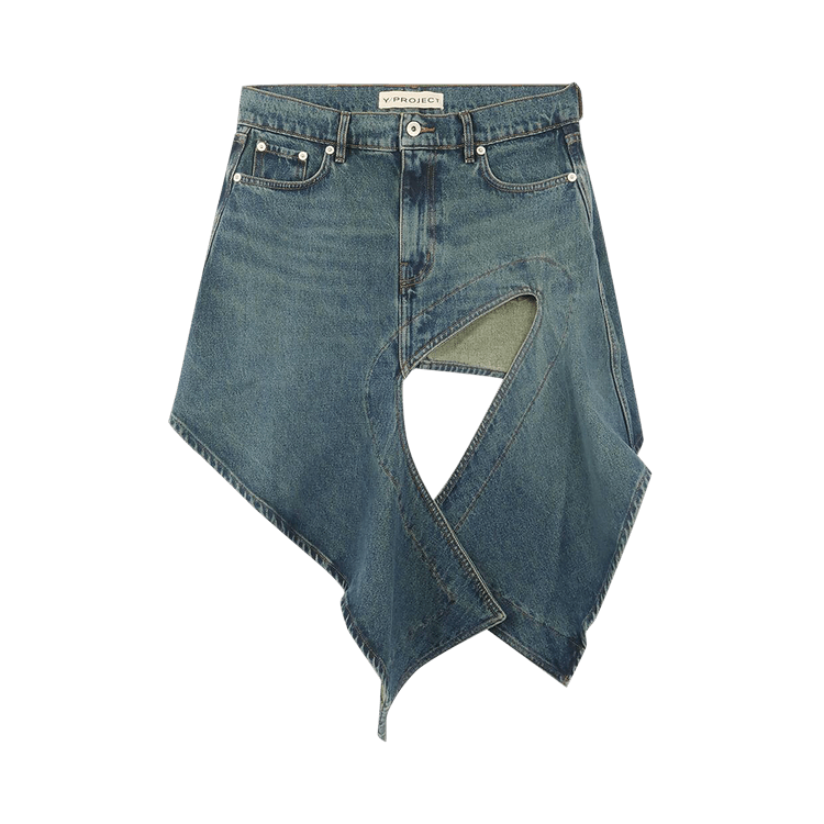 Y/Project Evergreen Cut Out Denim Mini Skirt "Vintage Blue"