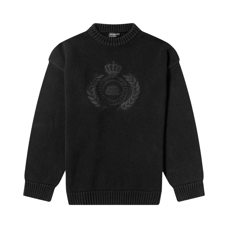 Balenciaga Wreath Logo Crew Knit "Black"