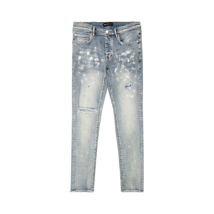 PURPLE BRAND Paint Blowout Jeans "Light Indigo"
