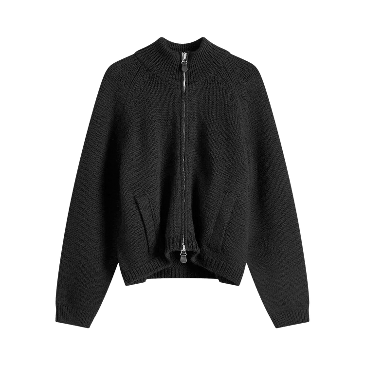 Our Legacy Ultra Zip Wool Funnel Neck Cardigan "Black"