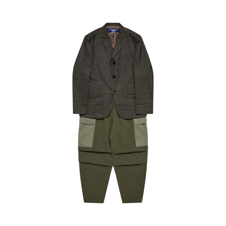 Junya Watanabe Wool Check Coat "Dark Brown/Khaki"