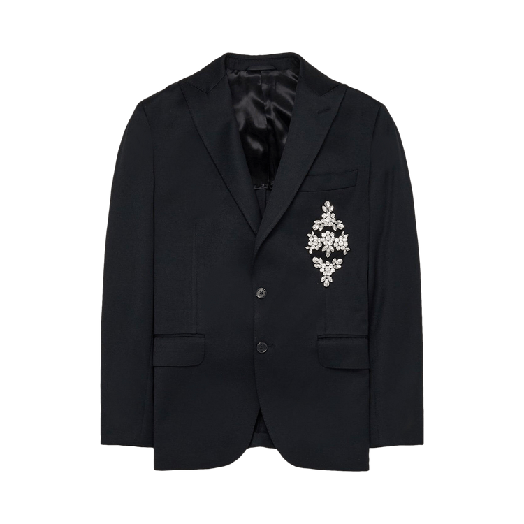 Simone Rocha Embellished Longline Plunge Jacket "Black/Clear"