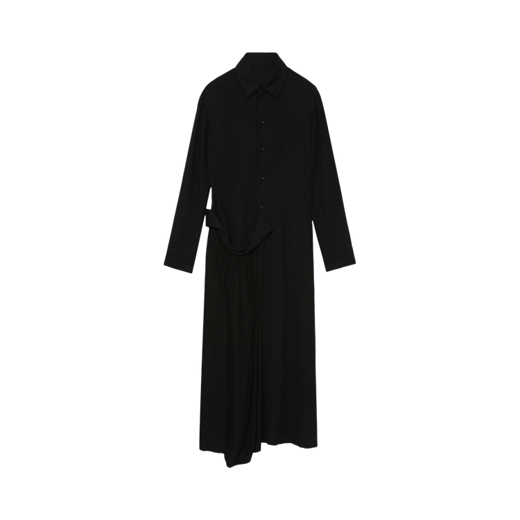 Y's Gauze Washer Right Gathered Dress 'Black'
