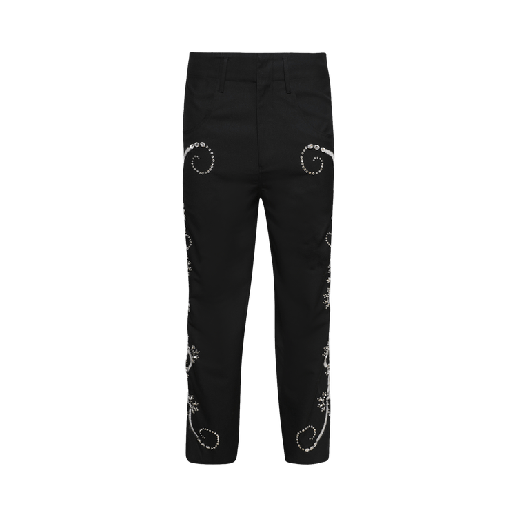 BLUEMARBLE Embroidered Baggy Pants "Jet Black"