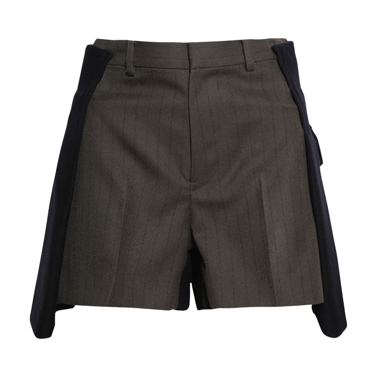 Sacai Chalk Stripe Wool Melton Shorts "Khaki/Navy"