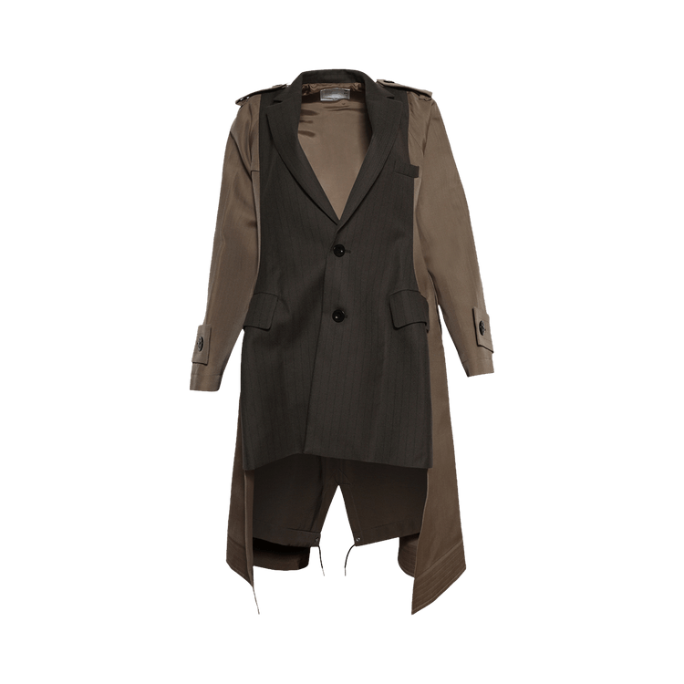 Sacai Chalk Stripe Double-Faced Jacket "Khaki/Beige"