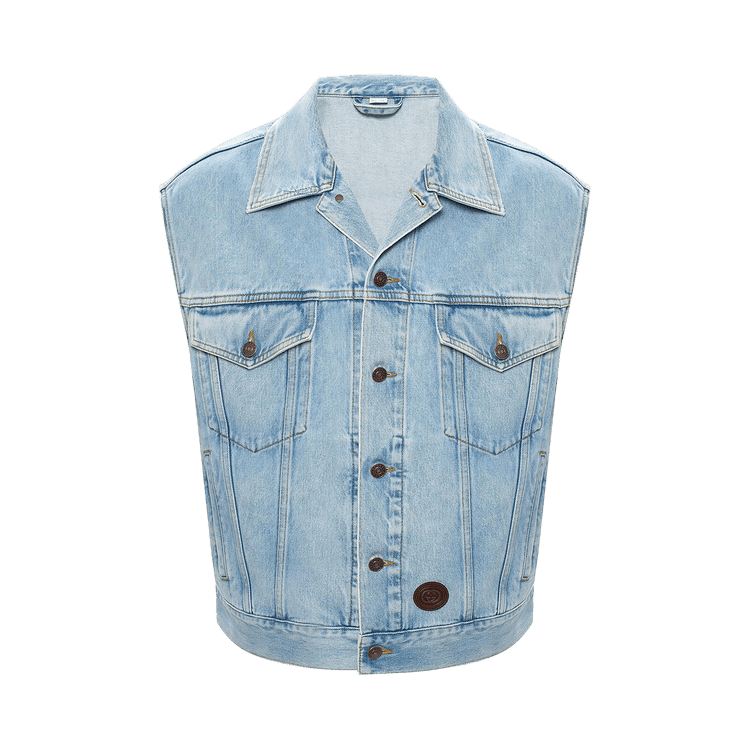 Gucci Distressed Denim Vest "Light Blue"