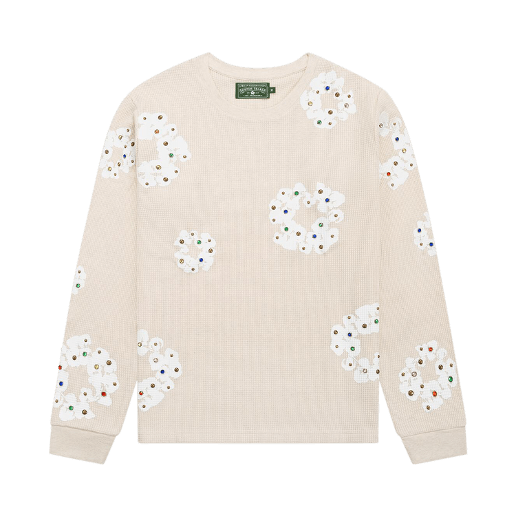 Rhinestone Cotton Wreath Thermal "Cream"