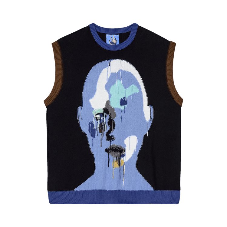 KidSuper Reverse Knit Patchwork Face Vest "Multicolor/Blue"