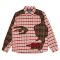 KidSuper Patchwork Face Flannel Shirt "Red"