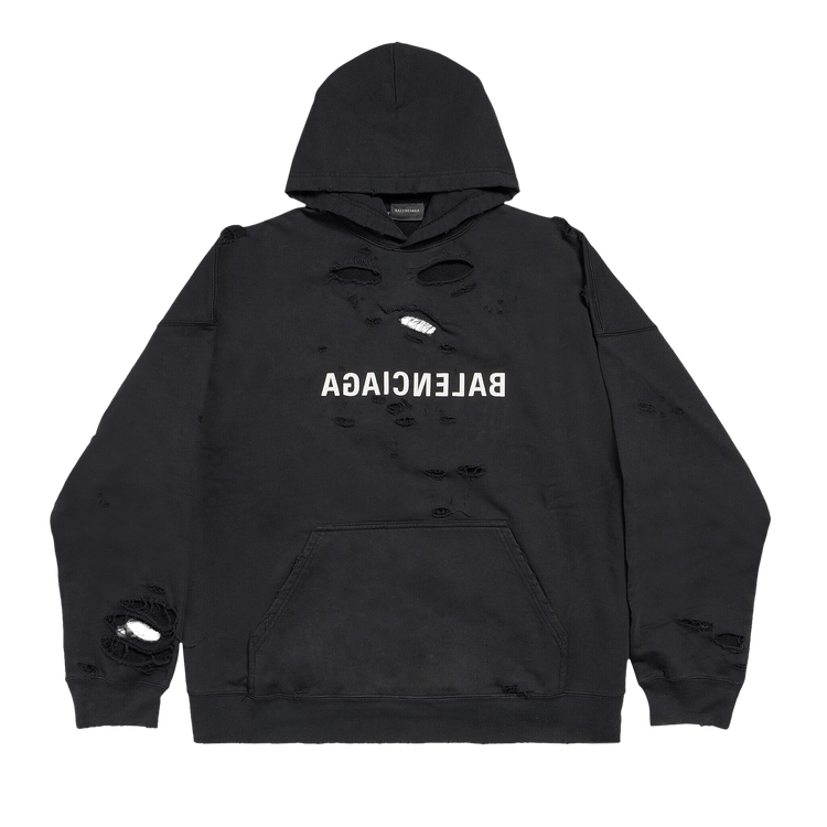 Balenciaga Wide Fit Hoodie "Faded Black/White"