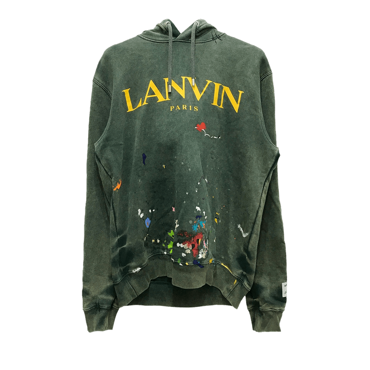Lanvin x Gallery Dept. Logo Distressed Green Cotton Hoodie "Green"