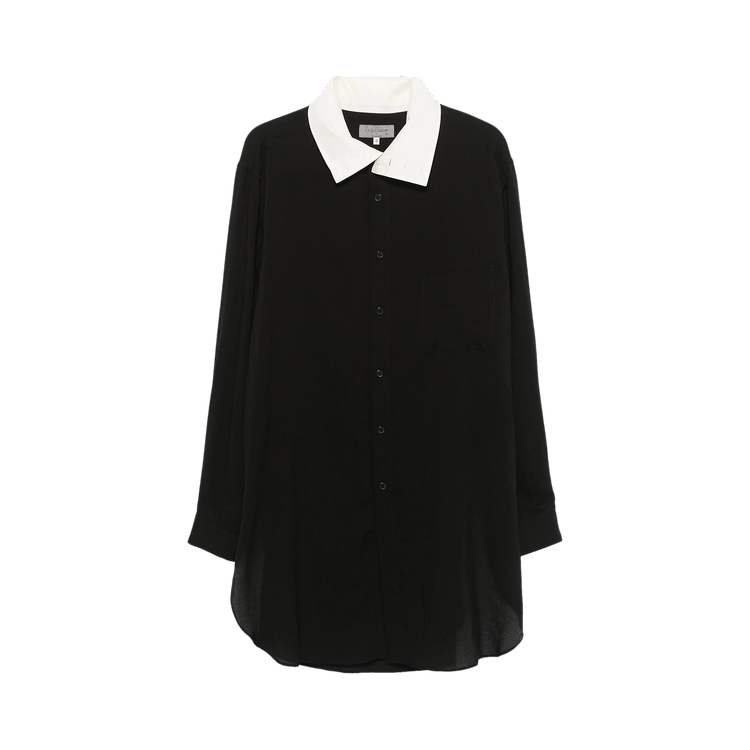 Yohji Yamamoto Pour Homme Loan Stand Cream Collar Blouse "Black"
