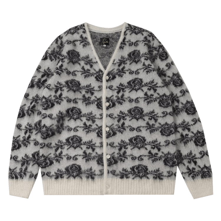 Needles Rose Mohair Cardigan "Ice White"
