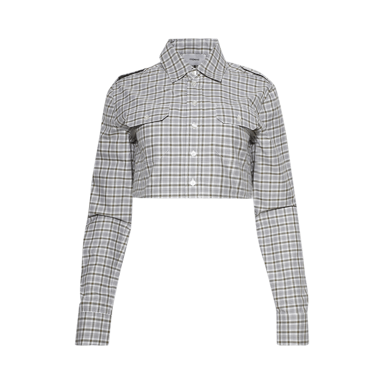 Coperni Check Cropped Shirt "Green/White"
