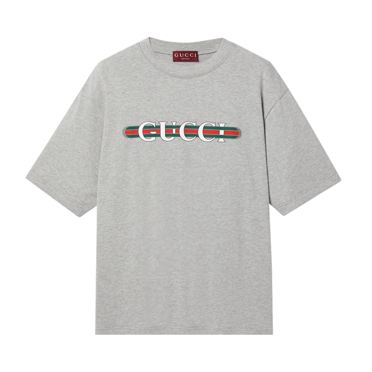 Gucci Web Logo T-Shirt "Grey Melange"
