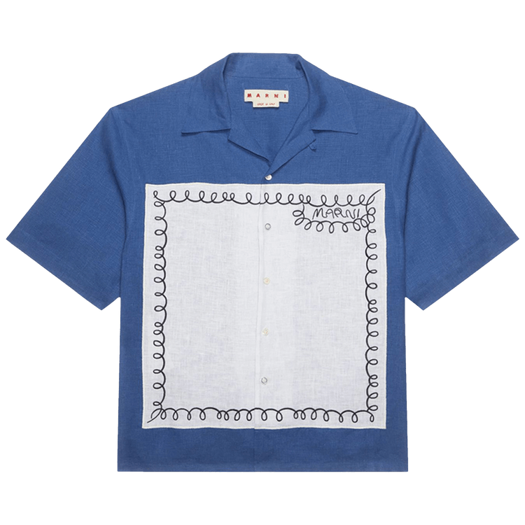 Marni Organic Poplin Bowling Shirt "Mazarine Blue"