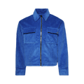 Nahmias Corduroy Long-Sleeve Boxy Zip Jacket "Azul"
