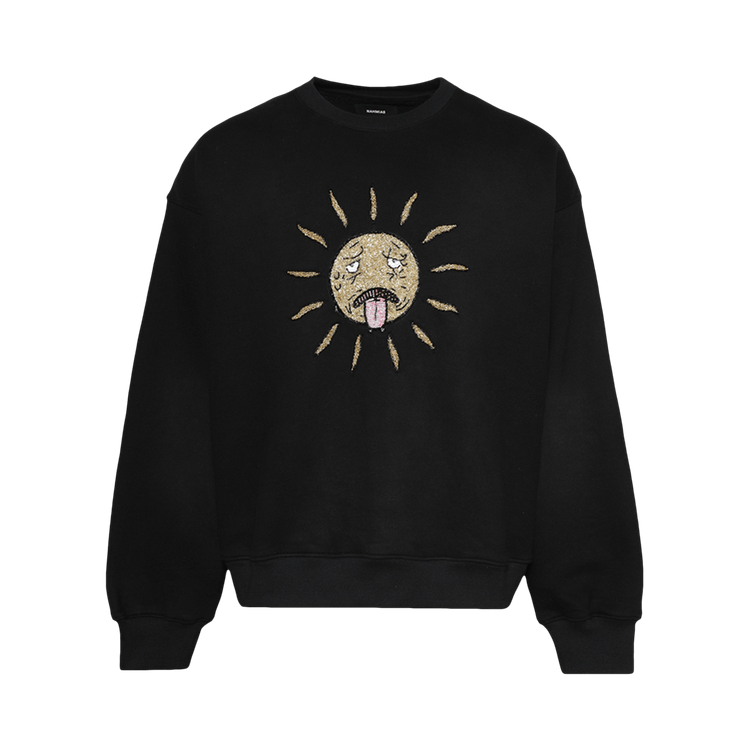 Nahmias Beaded Sun Crewneck "Worn Black"