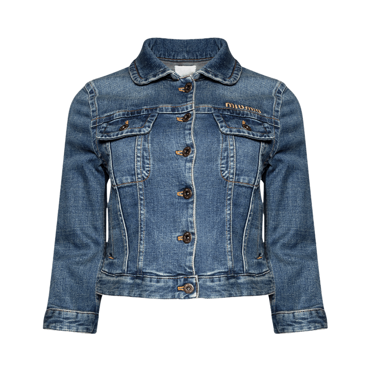 Miu Miu Cropped Stretch Denim Jacket "Navy"