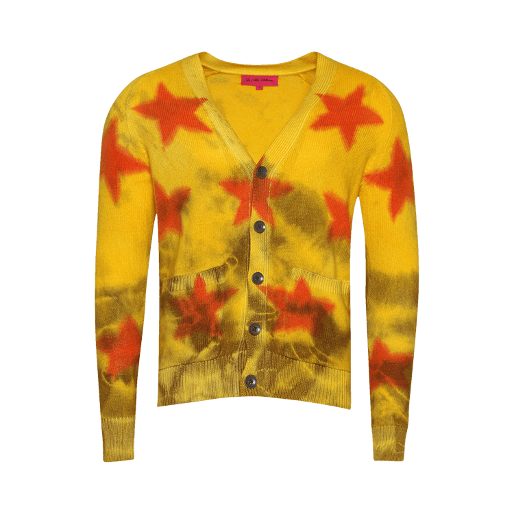 The Elder Statesman Star Sprayed Cardigan "Sunshine/Red/Brown"
