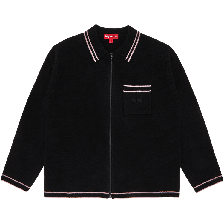Supreme Zip Up Polo Sweater "Black"