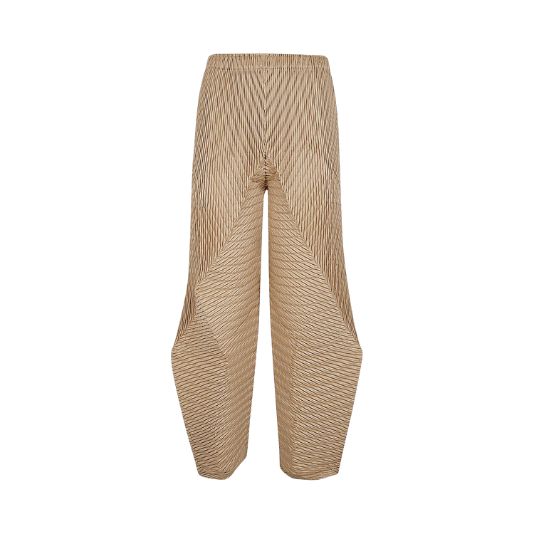 Issey Miyake Wrapped Suede Like Pleats Pants "Silver/Grass/Beige"