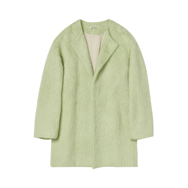 Auralee Brushed Mohair Shaggy Coat "Light Khaki"