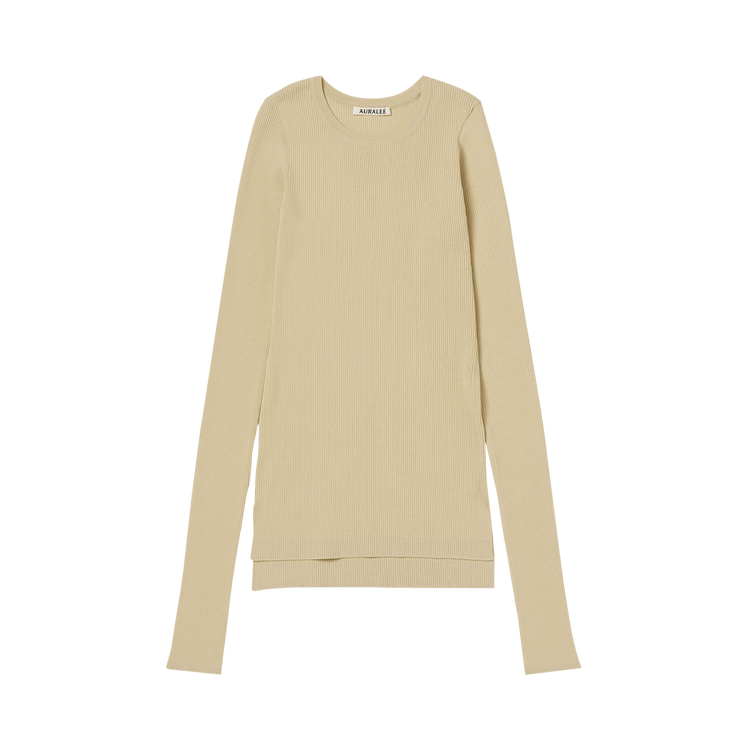Auralee Super Fine Wool High Gauge Rib Sweater "Light Beige"